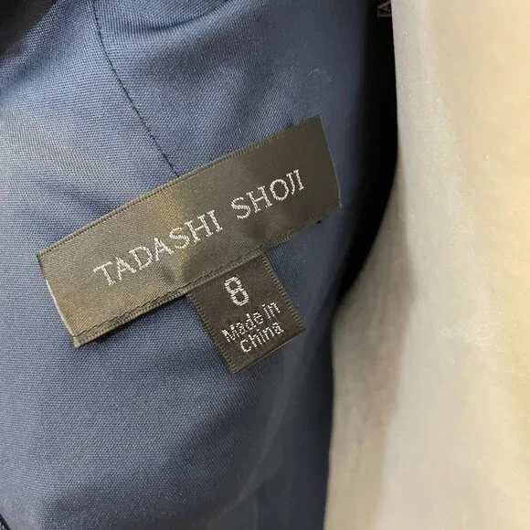 Tadashi Shoji Gown Dress 8 Size Kayla Ruffle Neckline Jacquard Textured … - Picture 7 of 10